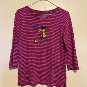 Talbots Petites Purple Striped Rainy Day Top | Size MP | Cotton Modal